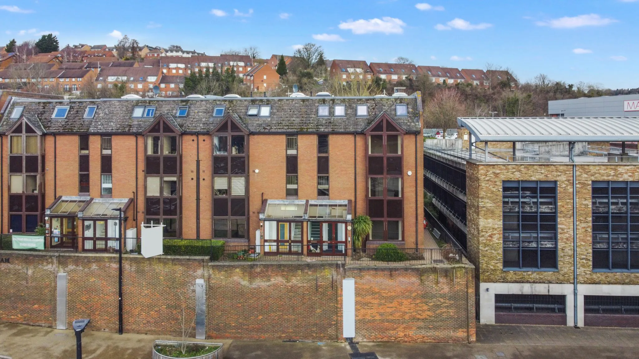 Aerial view of Buckingham Place, a town-centre commercial building converted into eight apartments in High Wycombe